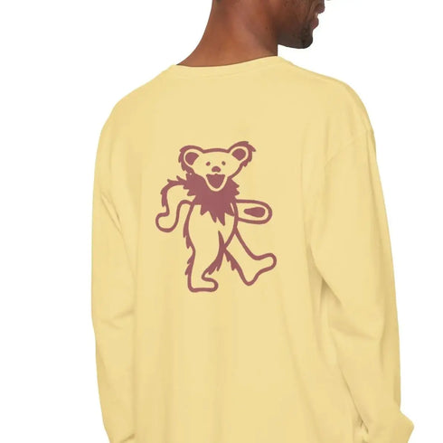 Grateful Dead - Grateful Dead Dancing Bear Two-Sided Vineyard Collection Garment-dyed Long Sleeve T-Shirt - StealieShop