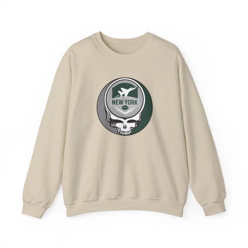 Grateful Dead - New York Jets Grateful Dead Stealie Crewneck Sweatshirt - NFL - StealieShop