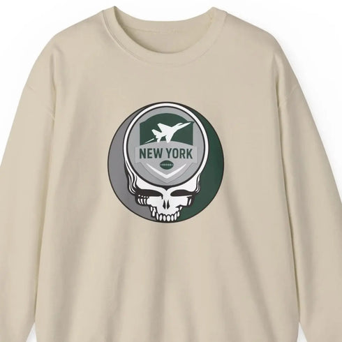 Grateful Dead - New York Jets Grateful Dead Stealie Crewneck Sweatshirt - NFL - StealieShop