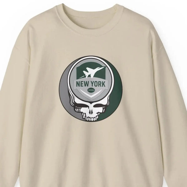 Grateful Dead - New York Jets Grateful Dead Stealie Crewneck Sweatshirt - NFL - StealieShop