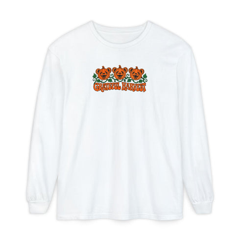 Pumpkin Bears Garment-Dyed Long Sleeve T-Shirt