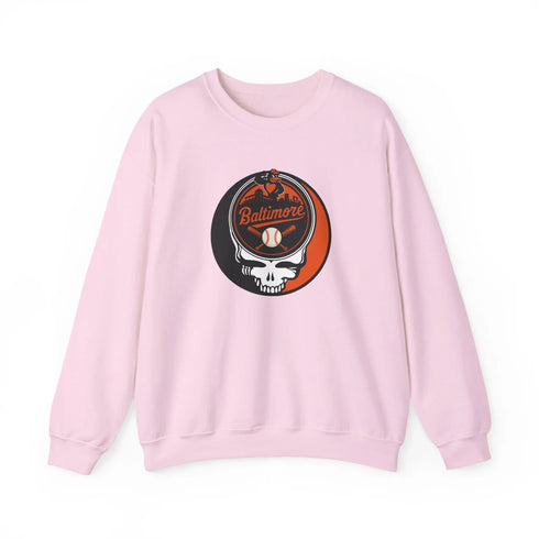 Grateful Dead - Baltimore Orioles Grateful Dead Stealie Crewneck Sweatshirt - MLB - StealieShop