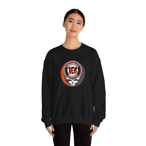 Grateful Dead - Cincinnati Bengals Grateful Dead Stealie Crewneck Sweatshirt - StealieShop