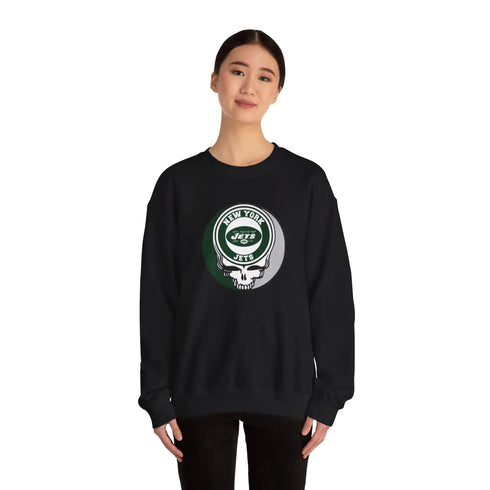 Grateful Dead - New York Jets Grateful Dead Stealie Crewneck Sweatshirt - StealieShop