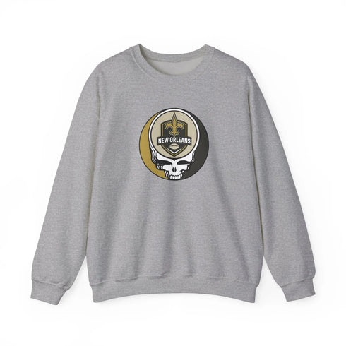 Grateful Dead - New Orleans Saints Grateful Dead Stealie Crewneck Sweatshirt - StealieShop