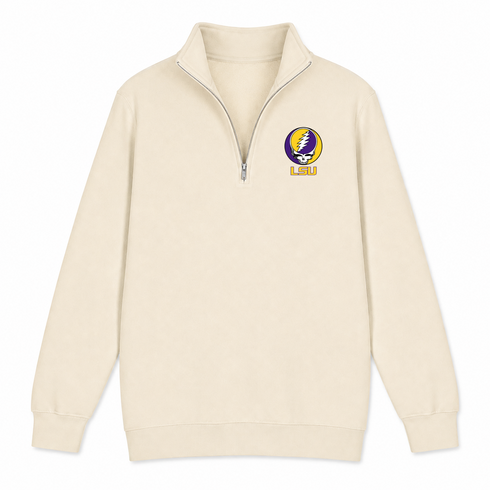 LSU - Premium Grateful Dead Quarter-Zip Pullover - Sand - 1