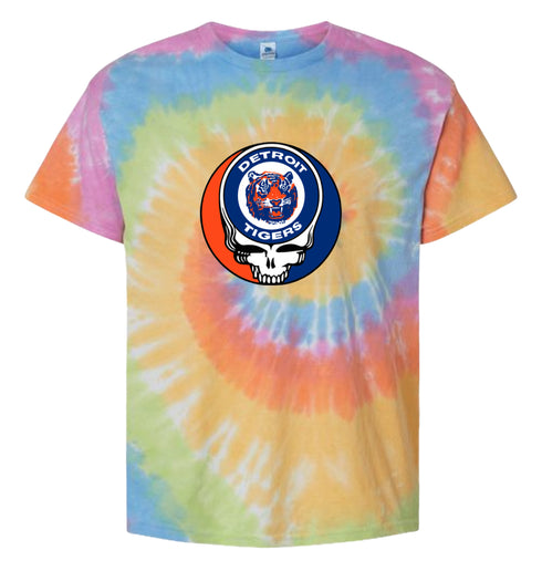 Detroit Tigers Stealie Tie-Dye Grateful Dead T-Shirt