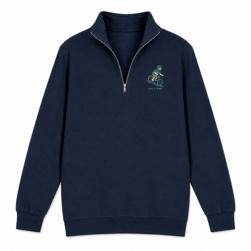 Jerry's Mountain Biking - Life is dead.® - Premium Grateful Dead Quarter-Zip Pullover - Navy - 3