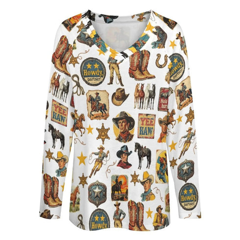 Grateful Dead - Baha Ranch Long Sleeve Vintage Cowboy Collage Top - StealieShop