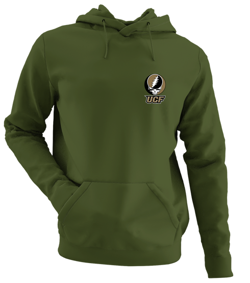 University of Central Florida - Premium Grateful Dead Left Chest Hoodie - Military Green - 7