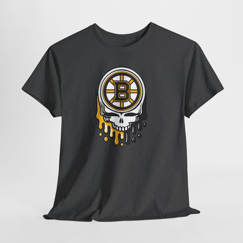 Boston Hockey Dripping Stealie Unisex Heavy Cotton Tee