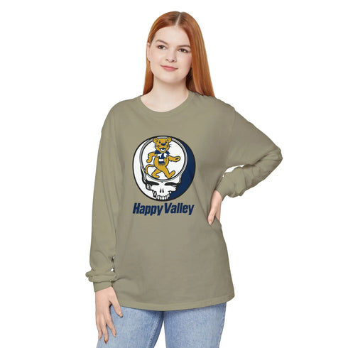 Grateful Dead - Happy Valley Dancing Lion Stealie Garment-Dyed Long Sleeve T-Shirt - StealieShop