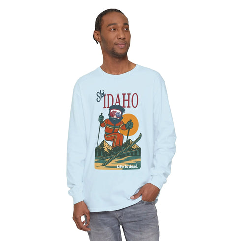 Grateful Dead - Ski Idaho - Life is dead. Mountain Collection Garment-Dyed Long Sleeve T-Shirt - StealieShop
