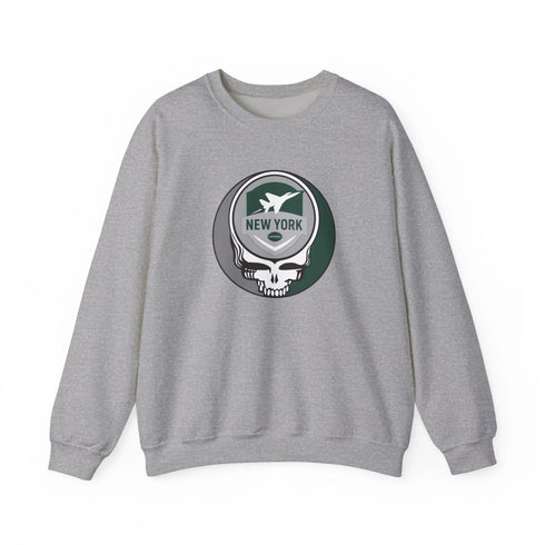 Grateful Dead - New York Jets Grateful Dead Stealie Crewneck Sweatshirt - NFL - StealieShop