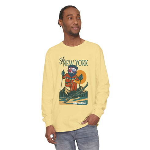 Grateful Dead - Ski New York - Life is dead. Mountain Collection Garment-Dyed Long Sleeve T-Shirt - StealieShop