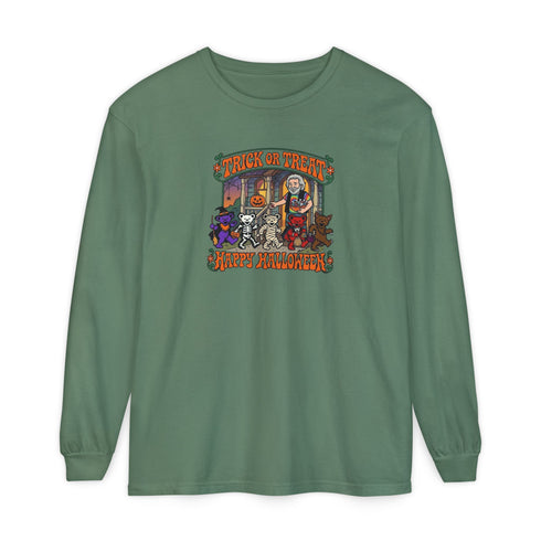 Trick-Or-Treating at Jerry's Place Garment-Dyed Long Sleeve T-Shirt