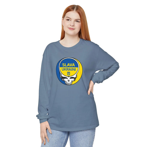 Grateful Dead - Slava Ukraini Garment-Dyed Long Sleeve T-Shirt - StealieShop
