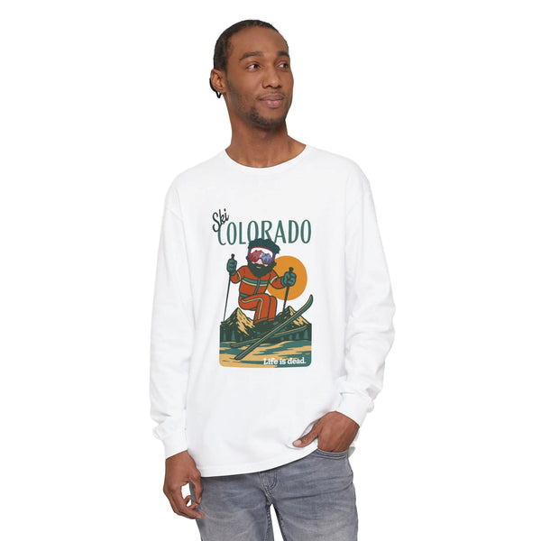 Grateful Dead - Ski Colorado - Life is dead. Mountain Collection Garment-Dyed Long Sleeve T-Shirt - StealieShop