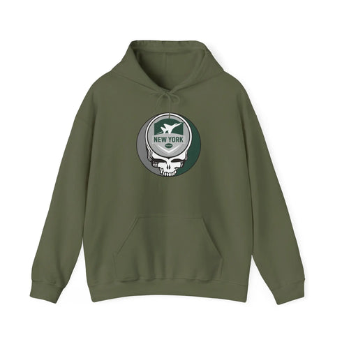 Grateful Dead - New York Jets Stealie Grateful Dead Hooded Sweatshirt - NFL - StealieShop