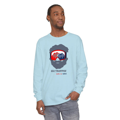 Ski Trippin' Jerry Unisex Garment-dyed Long Sleeve T-Shirt StealieShop