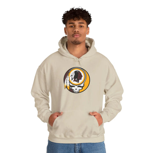 Grateful Dead - Classic Washington Redskins Stealie Grateful Dead Hooded Sweatshirt - NFL Fan Apparel - StealieShop