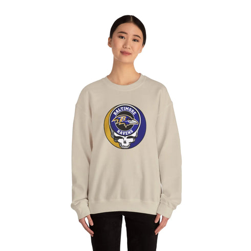 Grateful Dead - Baltimore Ravens Grateful Dead Stealie Crewneck Sweatshirt - StealieShop
