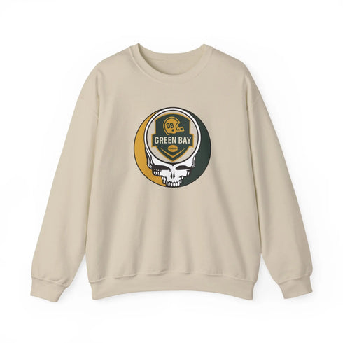 Grateful Dead - Green Bay Packers Grateful Dead Stealie Crewneck Sweatshirt - StealieShop