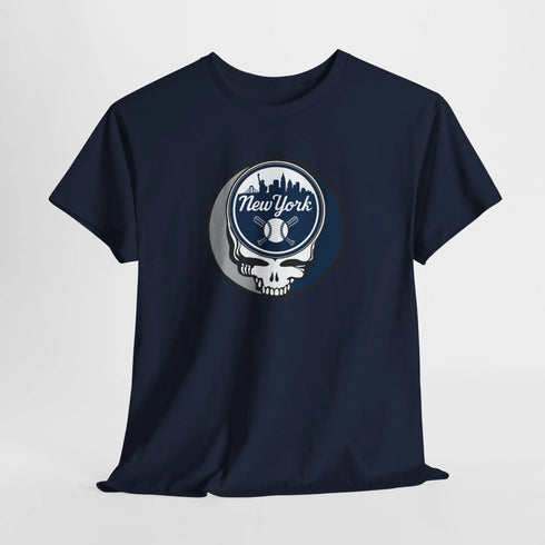Grateful Dead - Front + Back Print - New York Yankees Classic Stealie / Dancing Bear T-Shirt - MLB - StealieShop