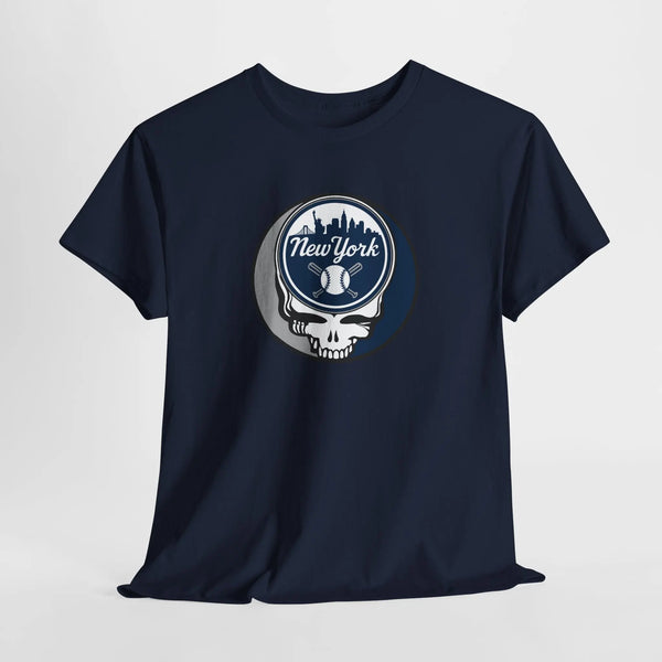 Grateful Dead - Front + Back Print - New York Yankees Classic Stealie / Dancing Bear T-Shirt - MLB - StealieShop