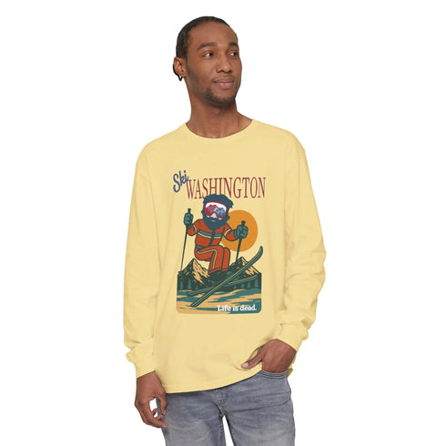 Grateful Dead - Ski Washington - Life is dead. Mountain Collection Garment-Dyed Long Sleeve T-Shirt - StealieShop