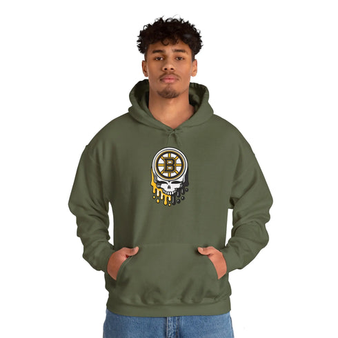Boston Bruins Dripping Stealie Unisex Heavy Blend Hoodie Printify