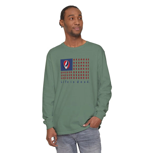 Grateful Dead - Stealie & Bears Flag Vineyard Collection Garment-Dyed Long Sleeve - StealieShop
