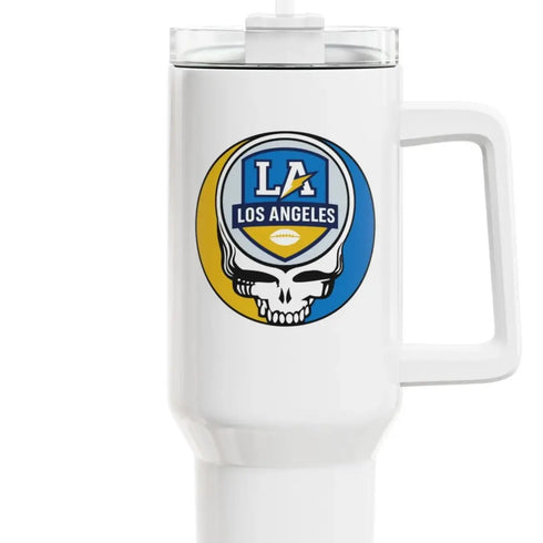 Grateful Dead - The Gridiron Collection: Los Angeles Chargers Stealie "Fat Man" Tumbler, Double Insulated 40oz Travel Mug - NFL - StealieShop