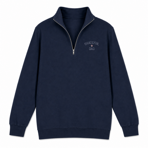 Grateful Dad Distressed - - Life is dead.® - Premium Grateful Dead Quarter-Zip Pullover - Navy - 4