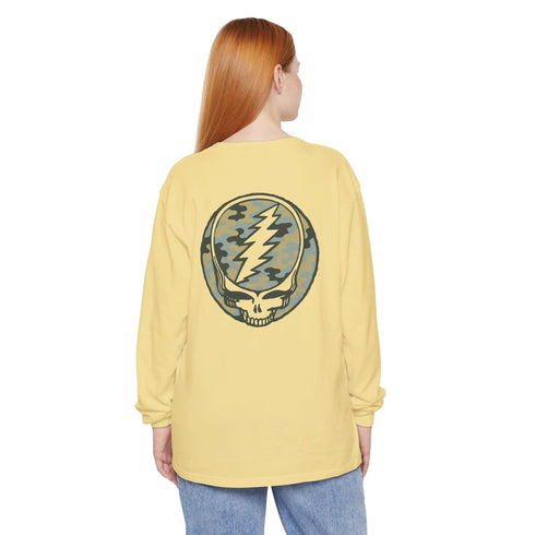 Grateful Dead - Camo Stealie Two-Sided Vineyard Collection Garment-Dyed Long Sleeve - StealieShop