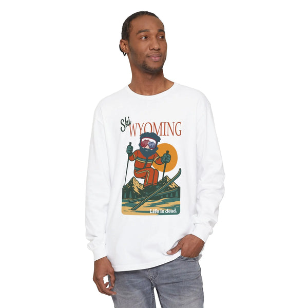Grateful Dead - Ski Wyoming - Life is dead. Mountain Collection Garment-Dyed Long Sleeve T-Shirt - StealieShop