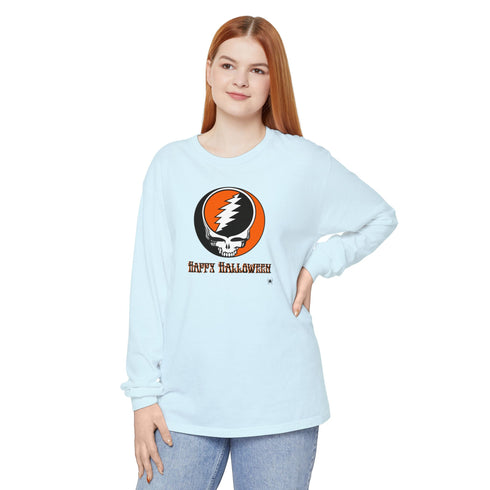 Happy Halloween Stealie Garment-Dyed Long Sleeve T-Shirt