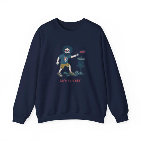 Grateful Dead - Disc Golfin' Jerry | Life is dead. Crewneck Sweatshirt - StealieShop
