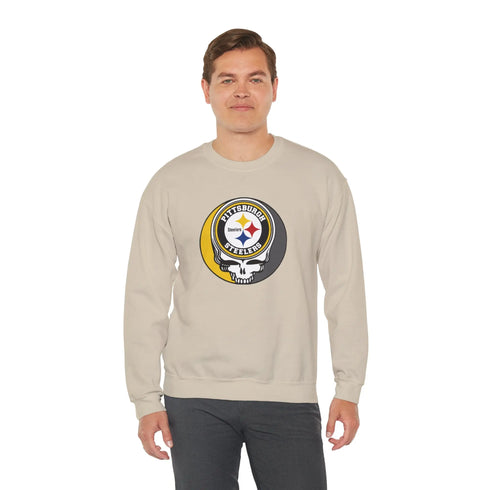 Grateful Dead - Pittsburgh Steelers Grateful Dead Stealie Crewneck Sweatshirt - StealieShop