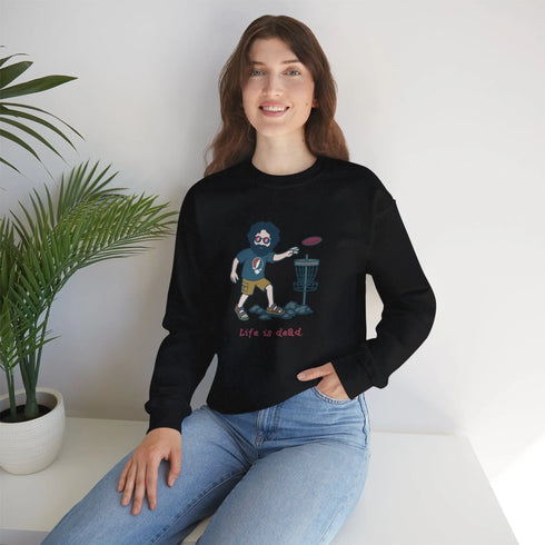 Grateful Dead - Disc Golfin' Jerry | Life is dead. Crewneck Sweatshirt - StealieShop