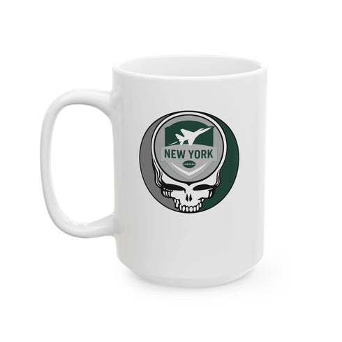 Grateful Dead - New York Jets Stealie Ceramic Coffee Mug - NFL - StealieShop