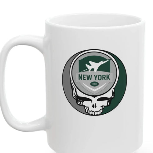 Grateful Dead - The Gridiron Collection: New York Jets Stealie Ceramic Coffee Mug - NFL - StealieShop