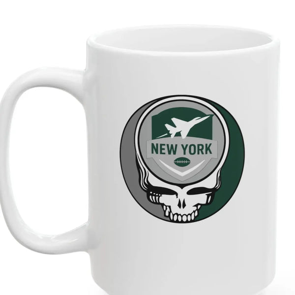 Grateful Dead - The Gridiron Collection: New York Jets Stealie Ceramic Coffee Mug - NFL - StealieShop