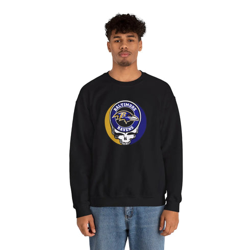 Grateful Dead - Baltimore Ravens Grateful Dead Stealie Crewneck Sweatshirt - StealieShop