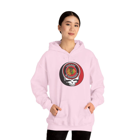 Chicago Blackhawks Grateful Dead Unisex Heavy Blend Hoodie StealieShop