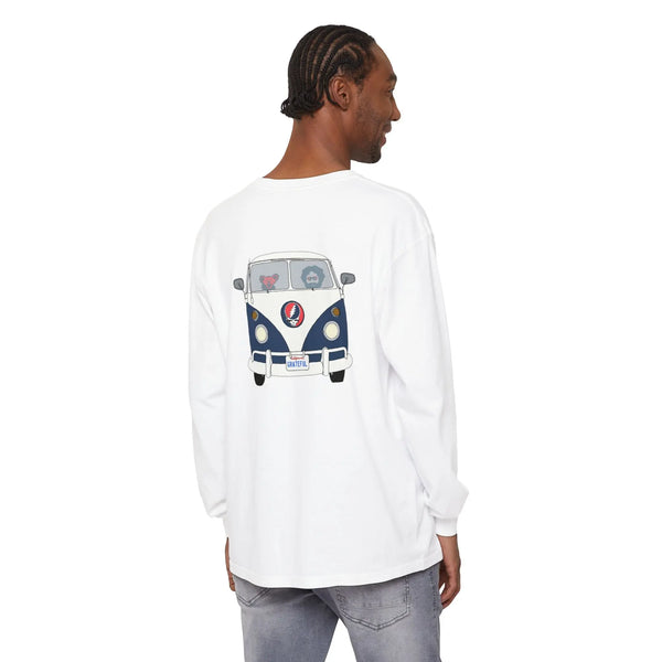 Grateful Dead - Jerry's Takin' The Bus Two-Sided Vineyard Collection Garment-dyed Long Sleeve T-Shirt - StealieShop