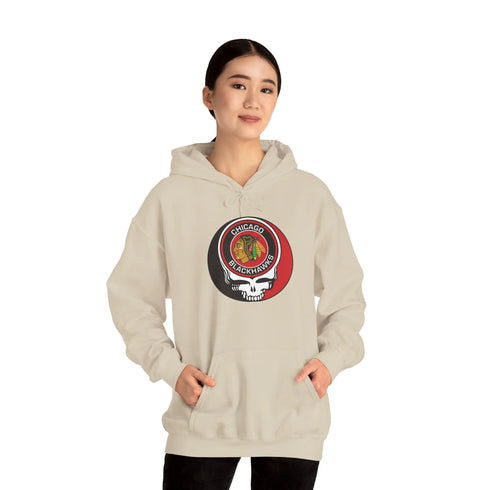 Chicago Blackhawks Grateful Dead Unisex Heavy Blend Hoodie StealieShop