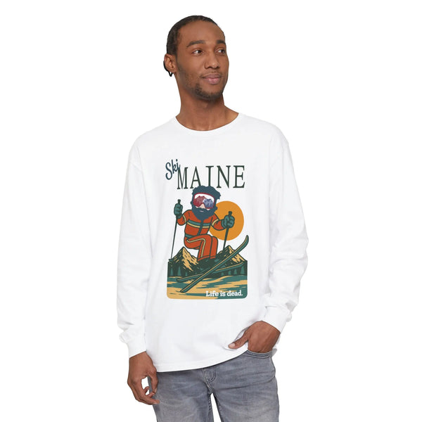 Grateful Dead - Ski Maine - Life is dead. Mountain Collection Garment-Dyed Long Sleeve T-Shirt - StealieShop