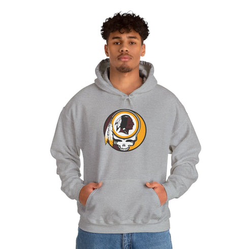 Grateful Dead - Classic Washington Redskins Stealie Grateful Dead Hooded Sweatshirt - NFL Fan Apparel - StealieShop