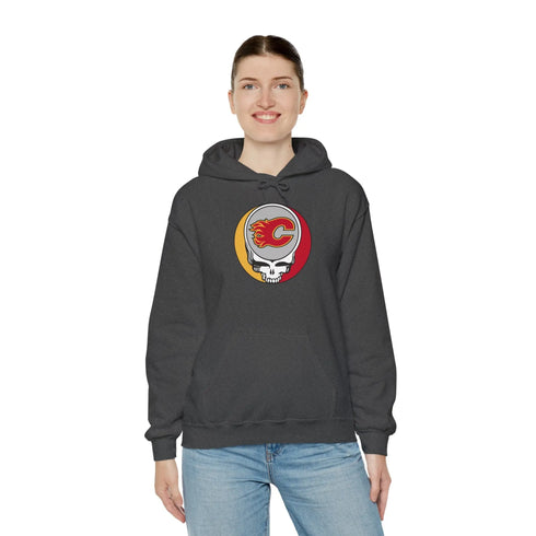 Calgary Flames Grateful Dead Unisex Heavy Blend Hoodie - StealieShop